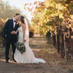 Couple kissing in vineyard