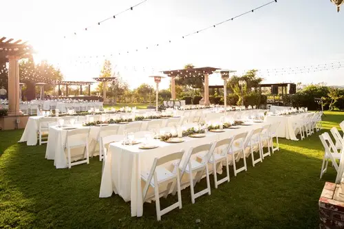 wedding winery tables and chairs set for dinner