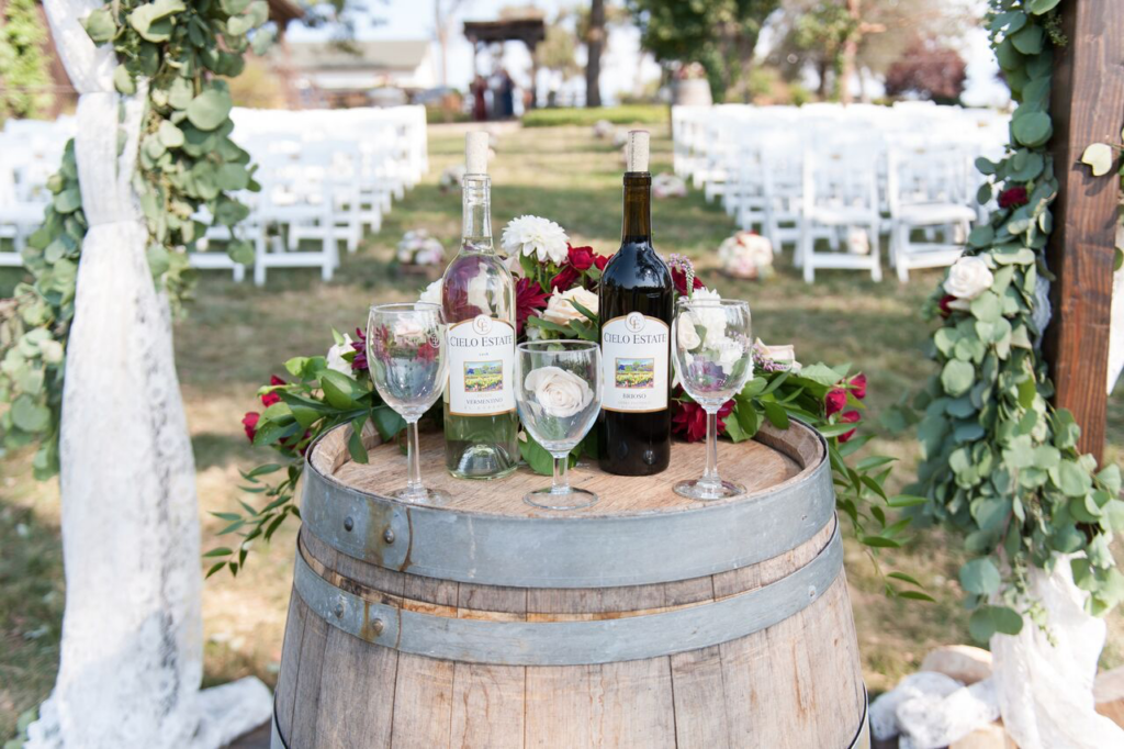 ceremony wedding wine on barrel